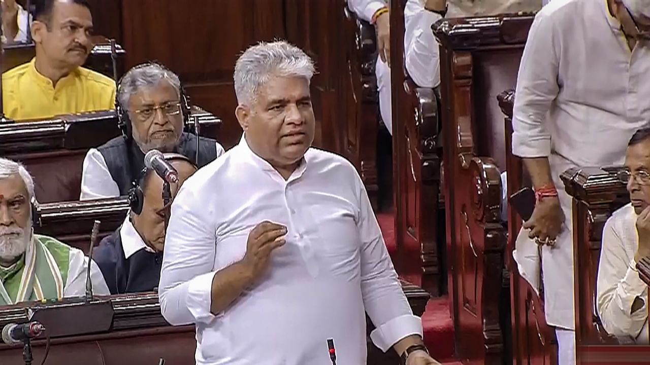 Union Environment Minister Bhupender Yadav speaks in the Rajya Sabha during the Monsoon session of Parliament, in New Delhi, Wednesday, August 2, 2023. Credit: PTI Photo