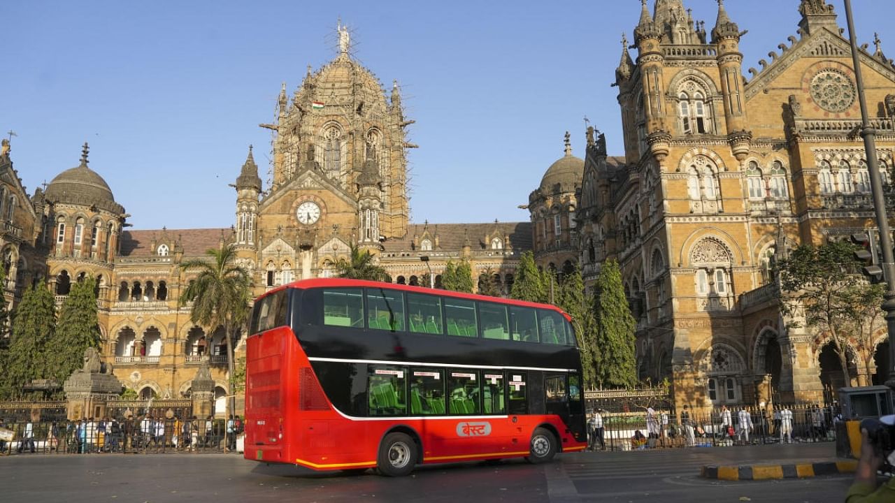 Electric AC double-decker bus in Mumbai. Credit: PTI Photo