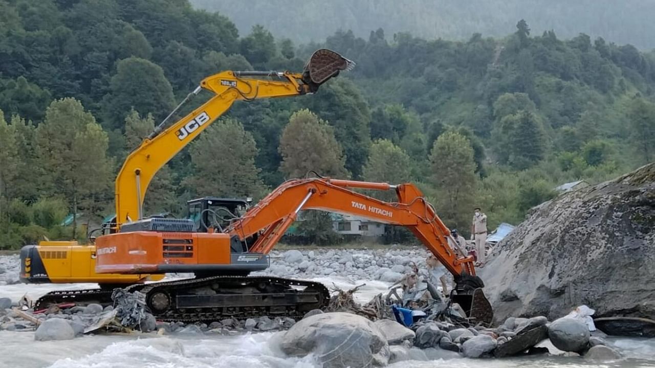 Aftermath of floods in Himachal. Credit: PTI Photo