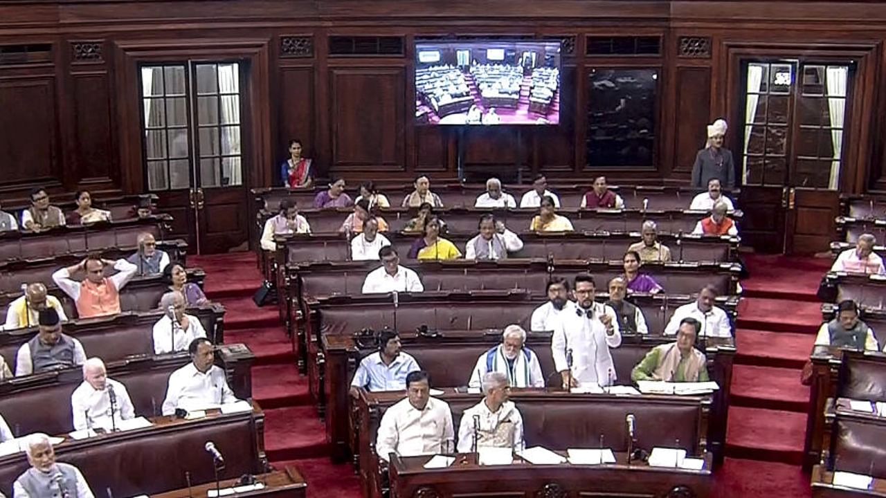 A view of the Rajya Sabha during the Monsoon session of Parliament, in New Delhi, Thursday, August 3, 2023. Credit: PTI Photo