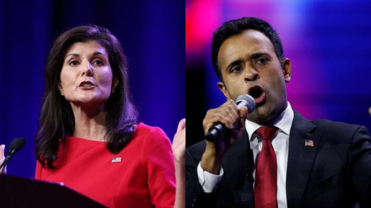 Republican candidates Nikki Haley and Vivek Ramaswamy. Credit: Reuters Photos