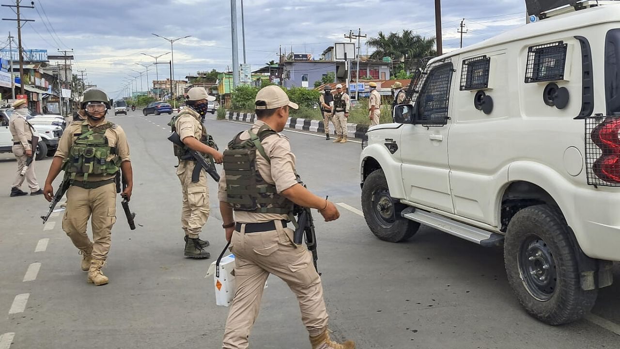 Security in Manipur's Bishnupur. Credit: PTI Photo