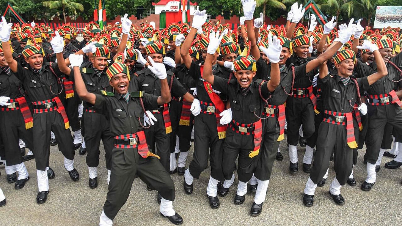 Agniveer soldiers in Patna. Credit: PTI Photo