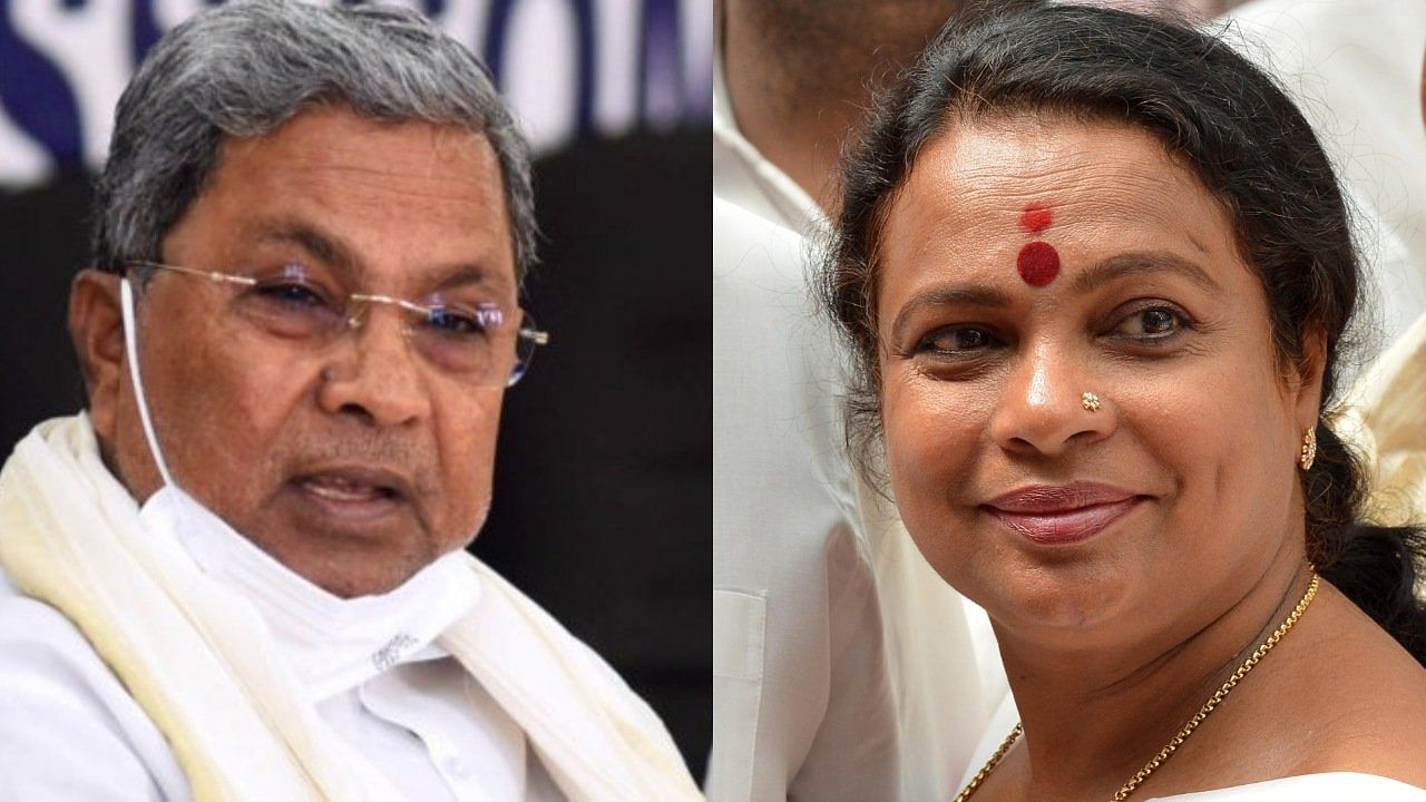 Karnataka CM Siddaramaiah (L) and former minister Umashree. Credit: PTI,DH File Photo