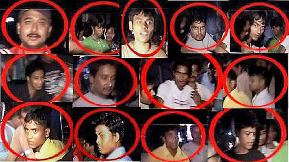**TV GRAB** Pictures of the culprits who allegedly molested a girl student recently, in Guwahati on Friday. PTI Photo