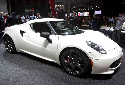 An Alfa Romeo 4C is pictured at a media event at the Jacob Javits Convention Center during the New York International Auto Show in New York April 16, 2014. REUTERS