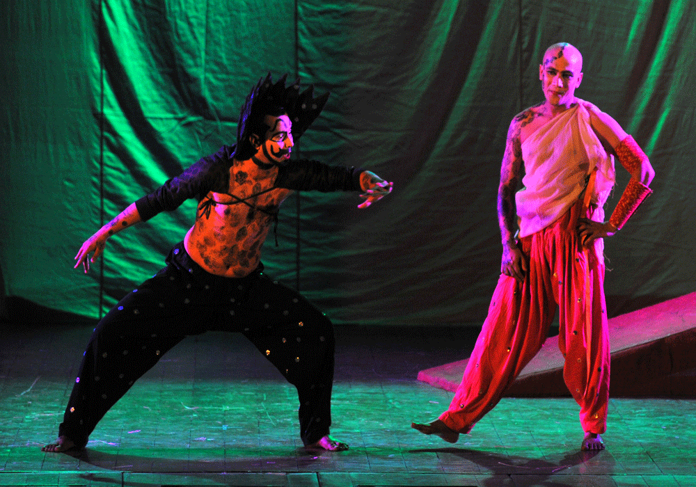 Artist from Ujaghar Dramatic Association, Jaipur staged a Rajasthani play 'KasumalSapno at Kalamandir as part of Bahuroopi 2015 - Nationa theatre festival in Rangayana in Mysuru