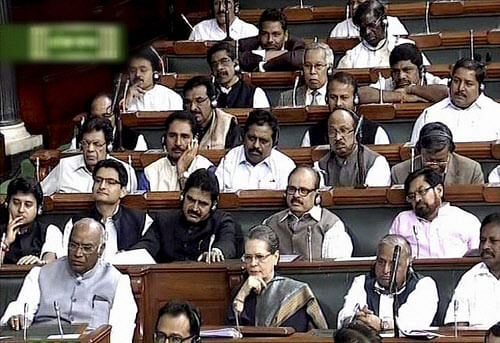 Memebers in the Lok Sabha during the Budget session in New Delhi on Friday. PTI Photo