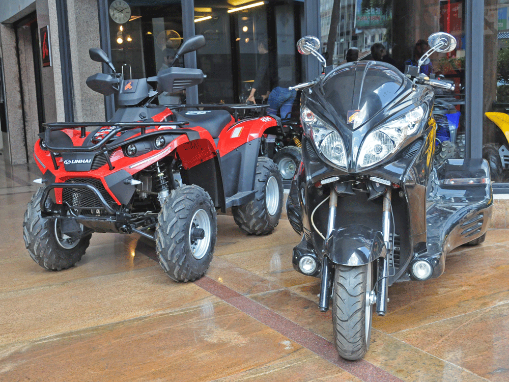 ATV and Quad Bikes at Avigna Motor Sports shop at Infantry Road in Bengaluru on Monday.DH Photo.