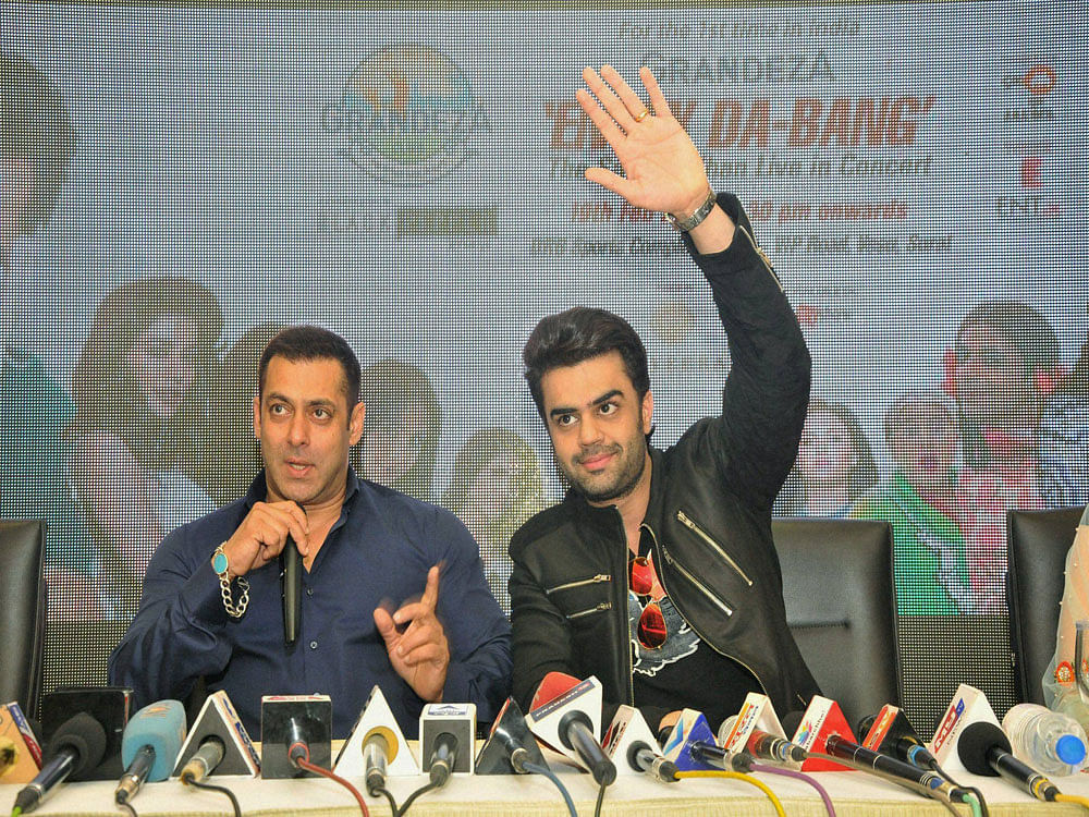 Bollywood actor Salman Khan at a press conference in Surat on Friday. PTI Photo.