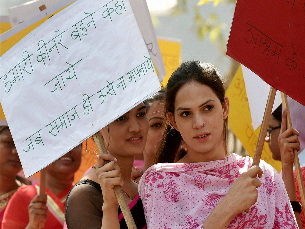 Transgenders take out a rally for thier various demands in Mumbai on Friday. PTI Photo