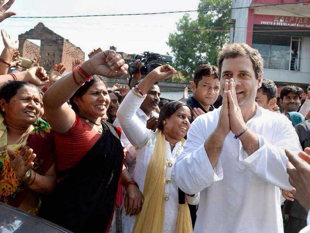 Congress vice-president Rahul Gandhi during the second day of his visit to Amethi on Thursday