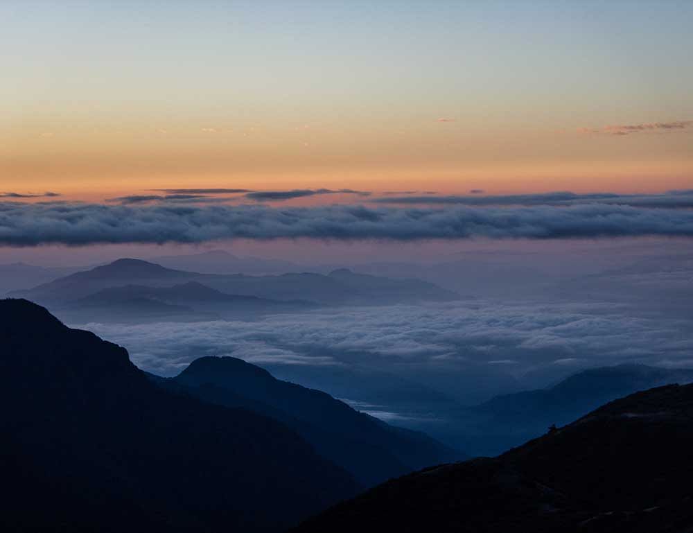 The sunrise as seen from the Dzongri Top, goechala, Sikkim