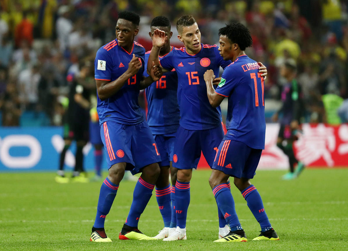 World Cup - Group H - Poland vs Colombia - Kazan Arena, Kazan, Russia - June 24, 2018 Colombia players celebrate after the match. Reuters