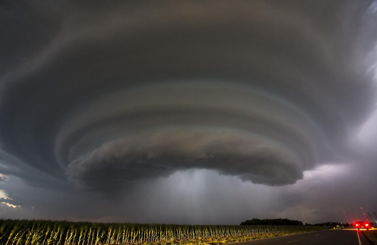 A severe thunderstorm makes its way towards Wichita, Kan., on Tuesday, June, 26, 2018. Multiple storms erupted over south-central Kansas on Tuesday. (AP/PTI)