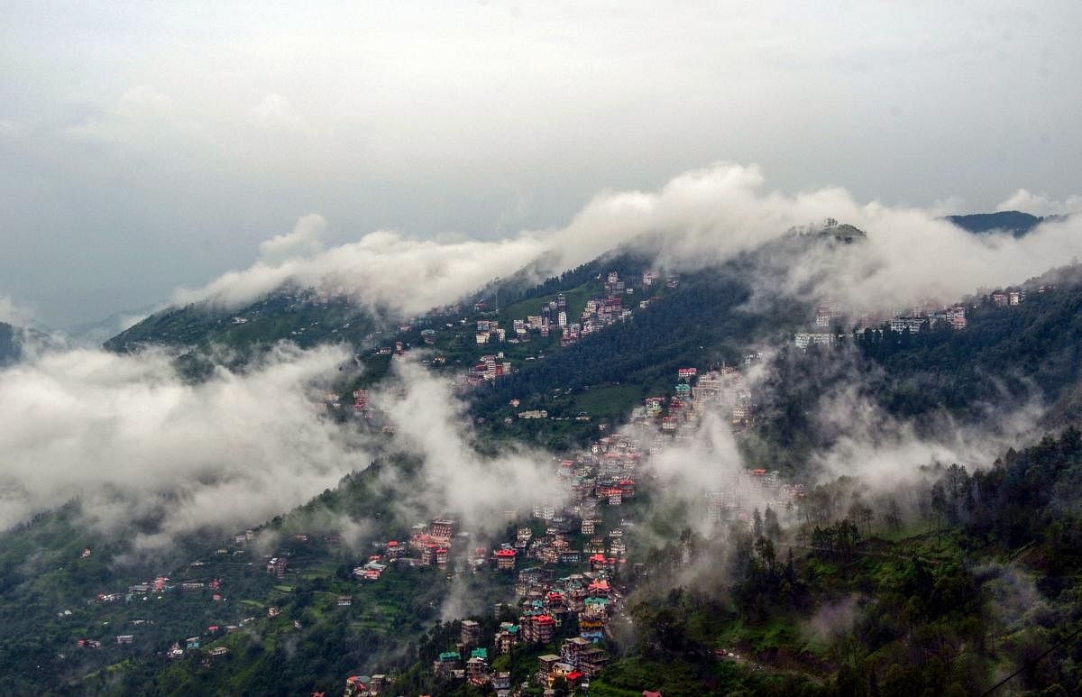 Clouds envelops the mountains after monsoon rain, in Shimla on Tuesday, July 17, 2018. (PTI Photo) 