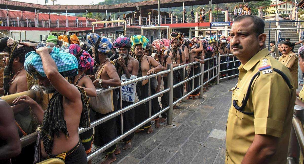  Devotees arrive at Sabarimala Temple, in Pathanamthitta District, Monday, Nov 05, 2018. This is the second time the hill temple will open for 'darshan' after the Supreme Court allowed entry of women of all age groups into it. (PTI Photo)