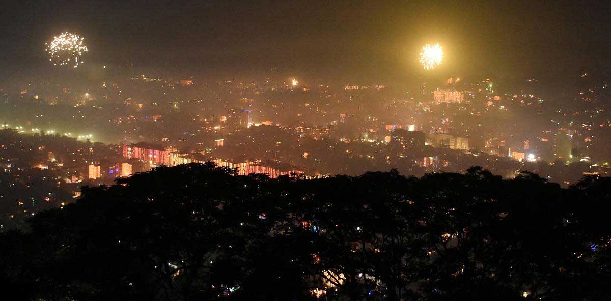 Fireworks light the sky during 'Diwali' celebrations, in Guwahati, Wednesday, Nov 07, 2018. (PTI Photo)