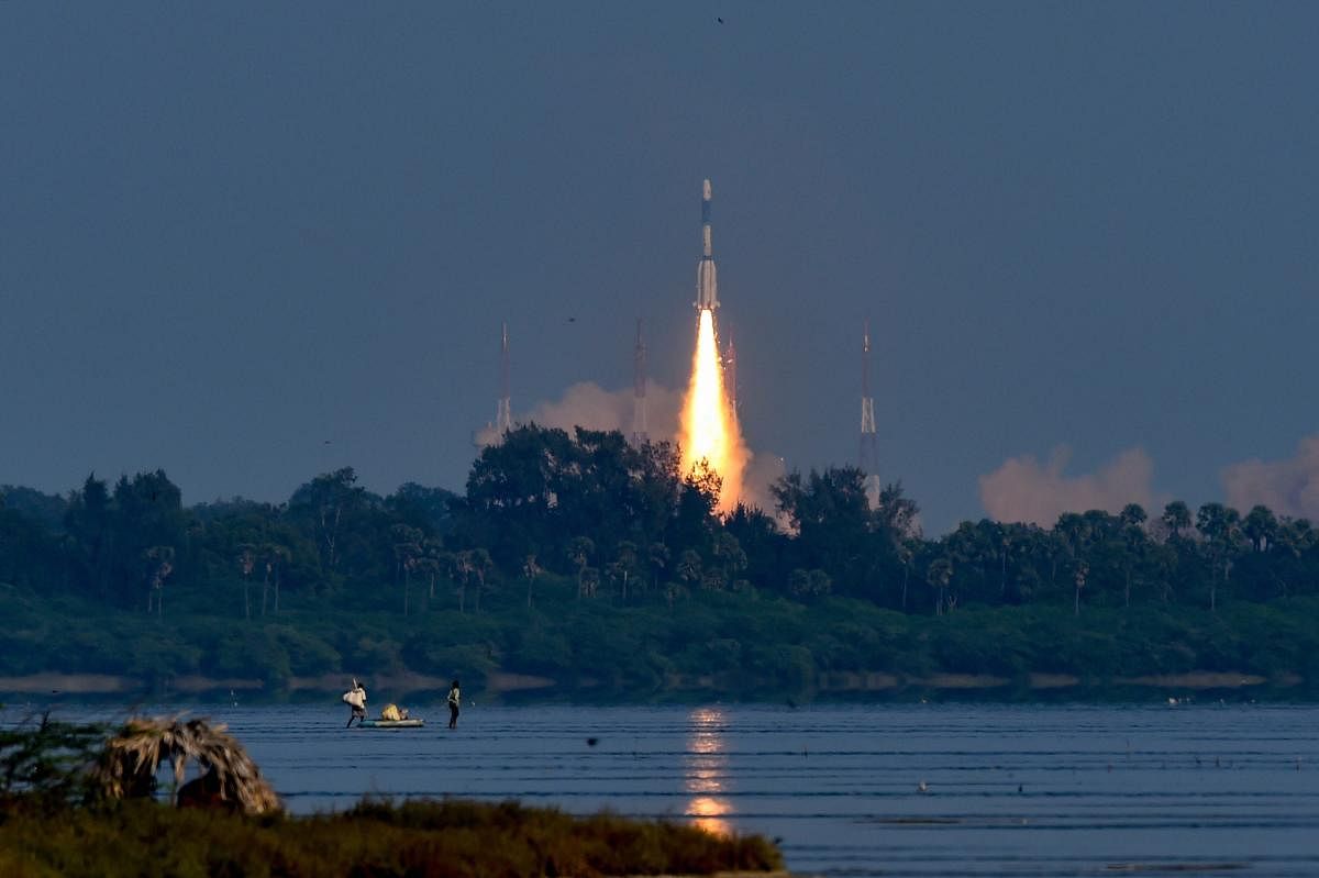 Indian Space Research Organisation's (ISRO) communication Satellite GSAT-7A, on board the GSLV-F11, takes off during its launch in Sriharikota, Wednesday, Dec. 19, 2018. (PTI Photo)