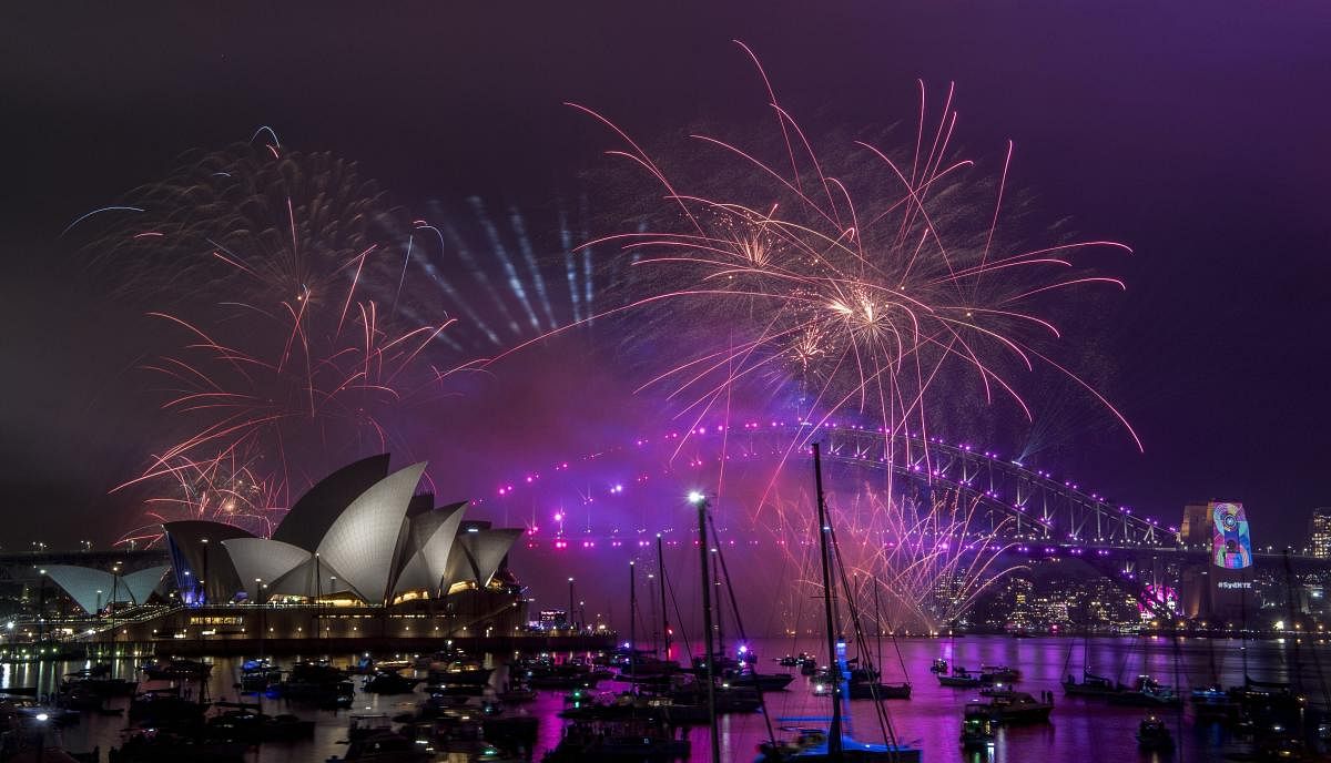 Fireworks explode over the Sydney Harbour during the New Year's Eve celebrations in Sydney. AP/PTI