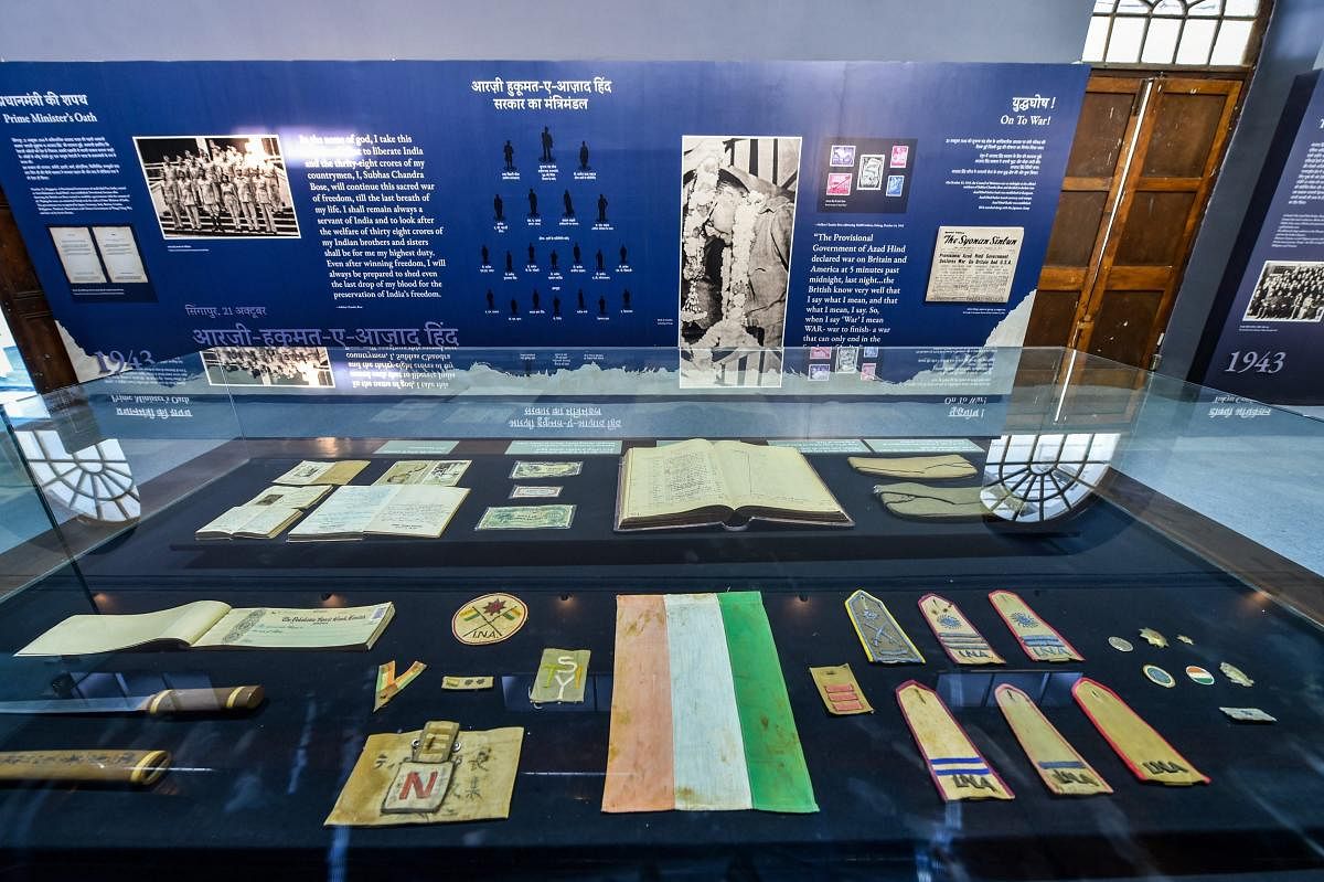 Artefact displayed at the museum of Netaji Subhas Chandra Bose and Indian National Army within the Red Fort complex, in Delhi. (PTI Photo)
