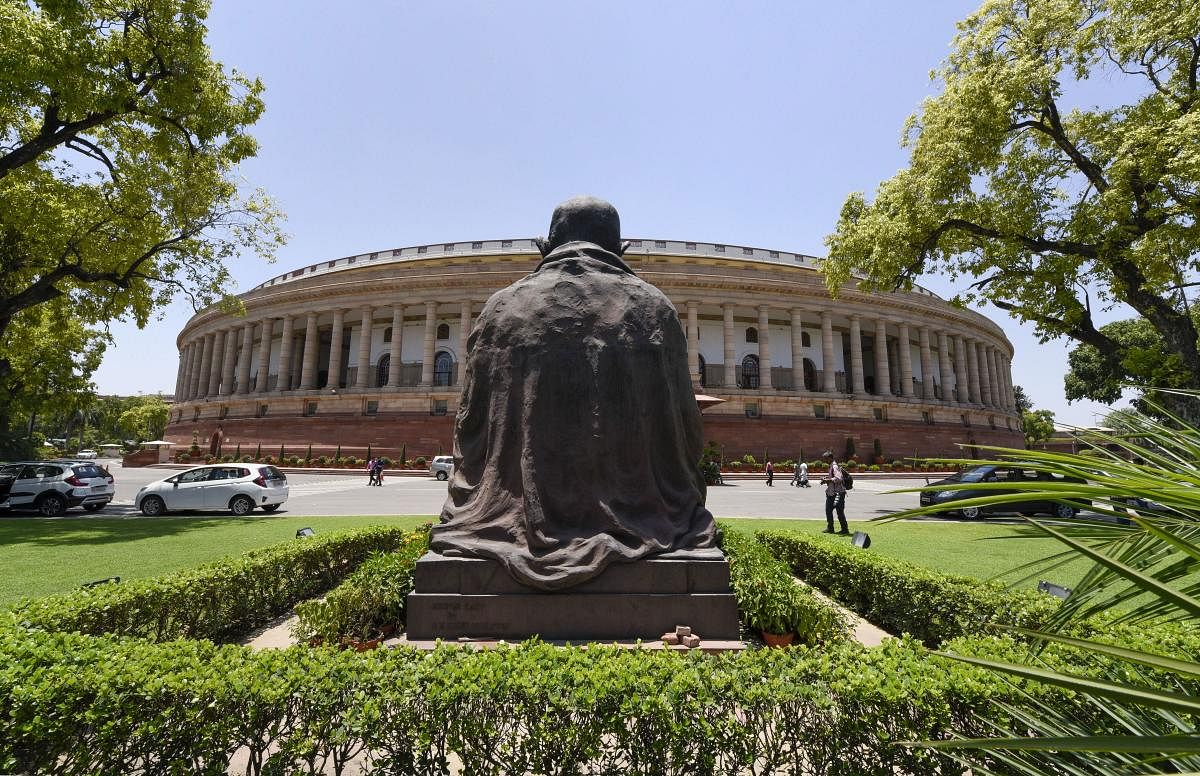 A view of Parliament House, in New Delhi. PTI Photo