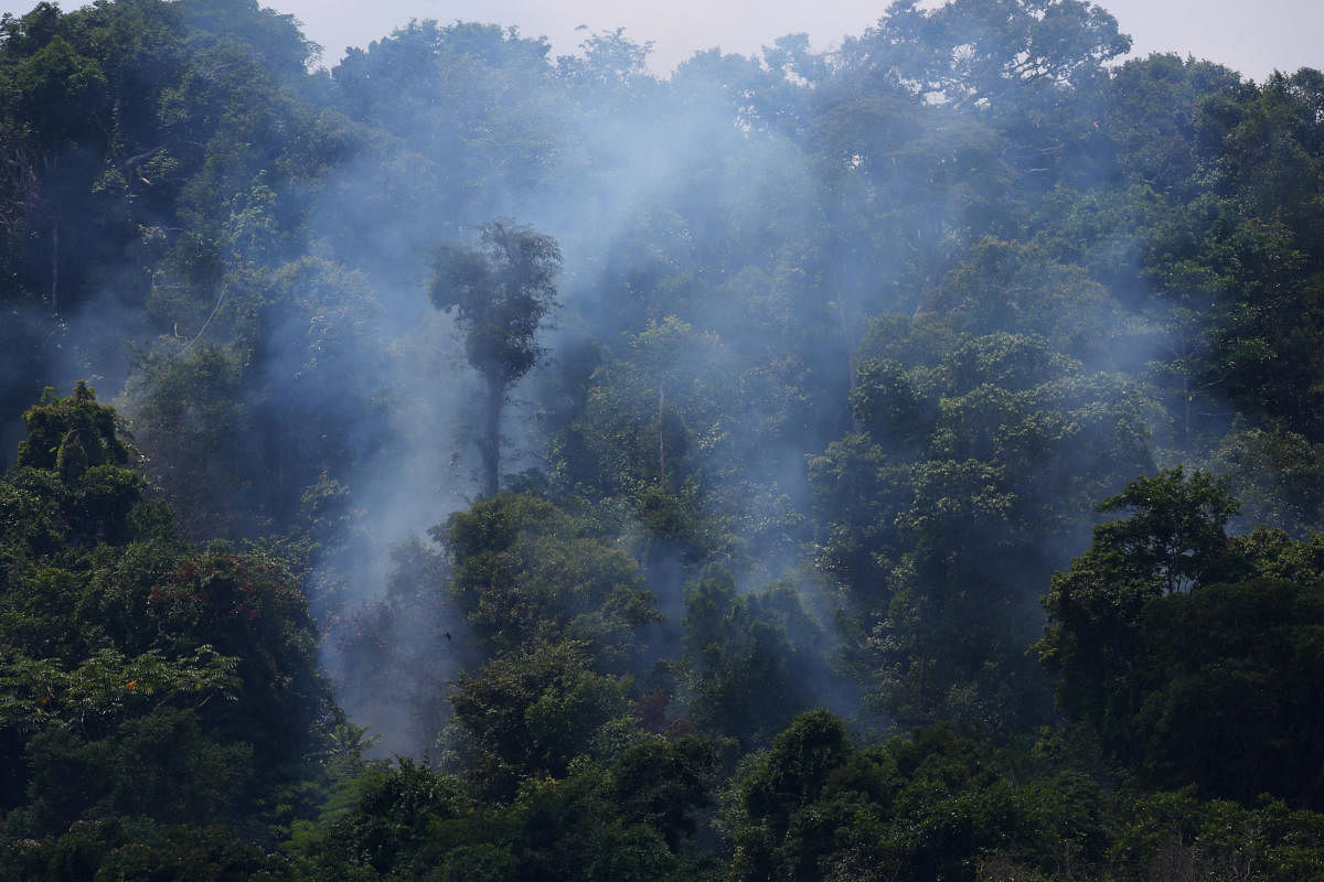 Smoke is seen in a burning area in Jamanxim National Forest, in the Amazon near Novo Progresso, Para state, Brazil. Reuters