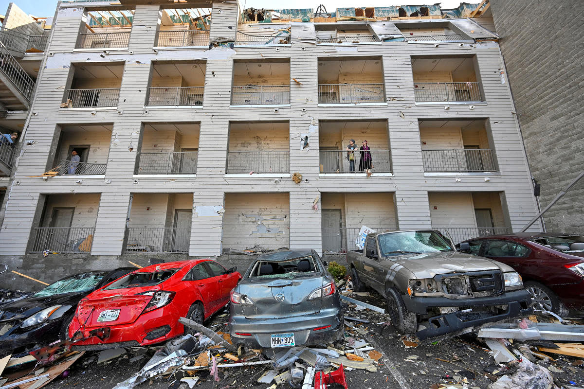 Damage to Amplify Apartments building is seen after a tornado hit eastern Nashville, Tennessee, U.S., March 3, 2020. Credit: REUTERS