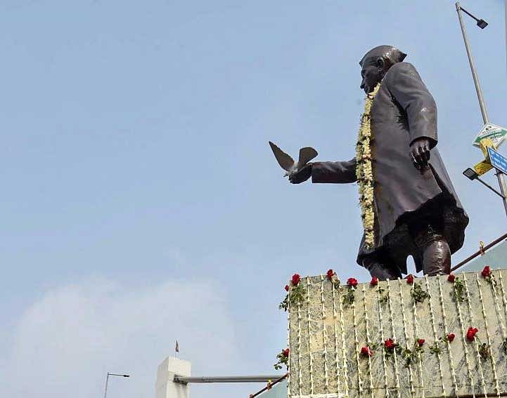  A stature of India's first Prime Minister Pandit Jawaharlal Nehru in Patna. PTI photo