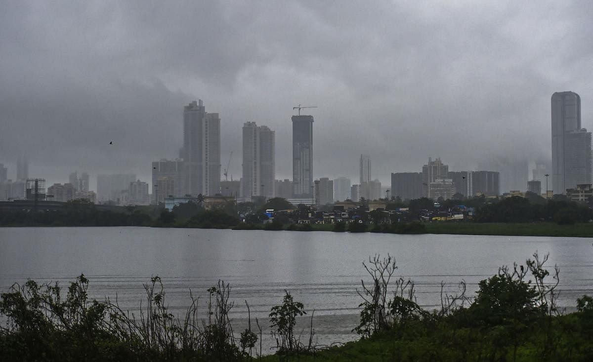 A view of the city skyline during monsoon rain, in Mumbai. (PTI Photo)