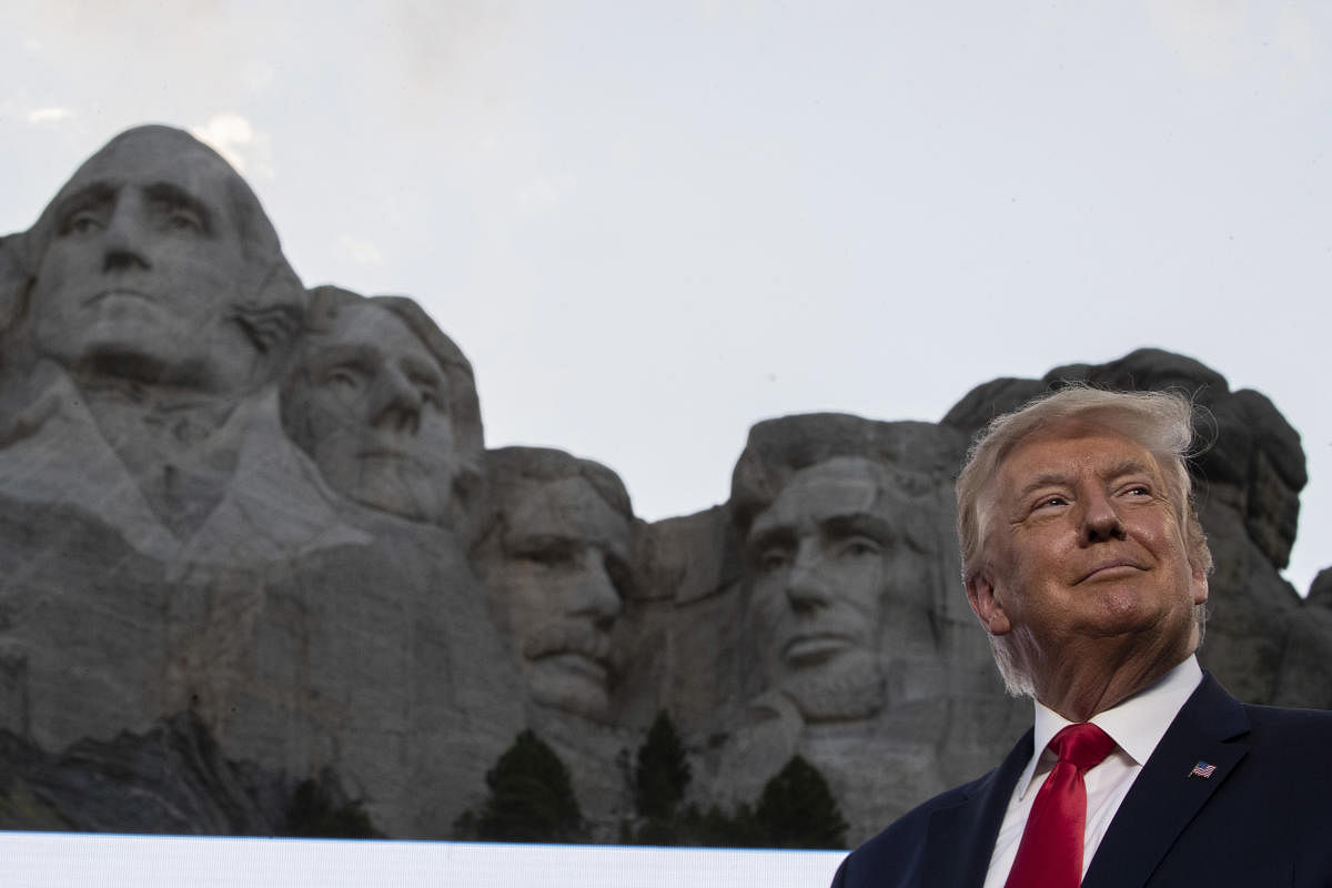 President Donald Trump smiles at Mount Rushmore National Memorial, Friday, July 3, 2020, near Keystone, S.D. AP/PTI 