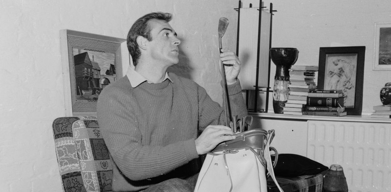  Connery is seen enjoying a game of Golf in his basement in this rare photograph that was clicked nearly a month before the release of the first 'Bond film' Dr No, which hit the screens in October 1962.| Credit: Chris Ware/Keystone/Getty Images.