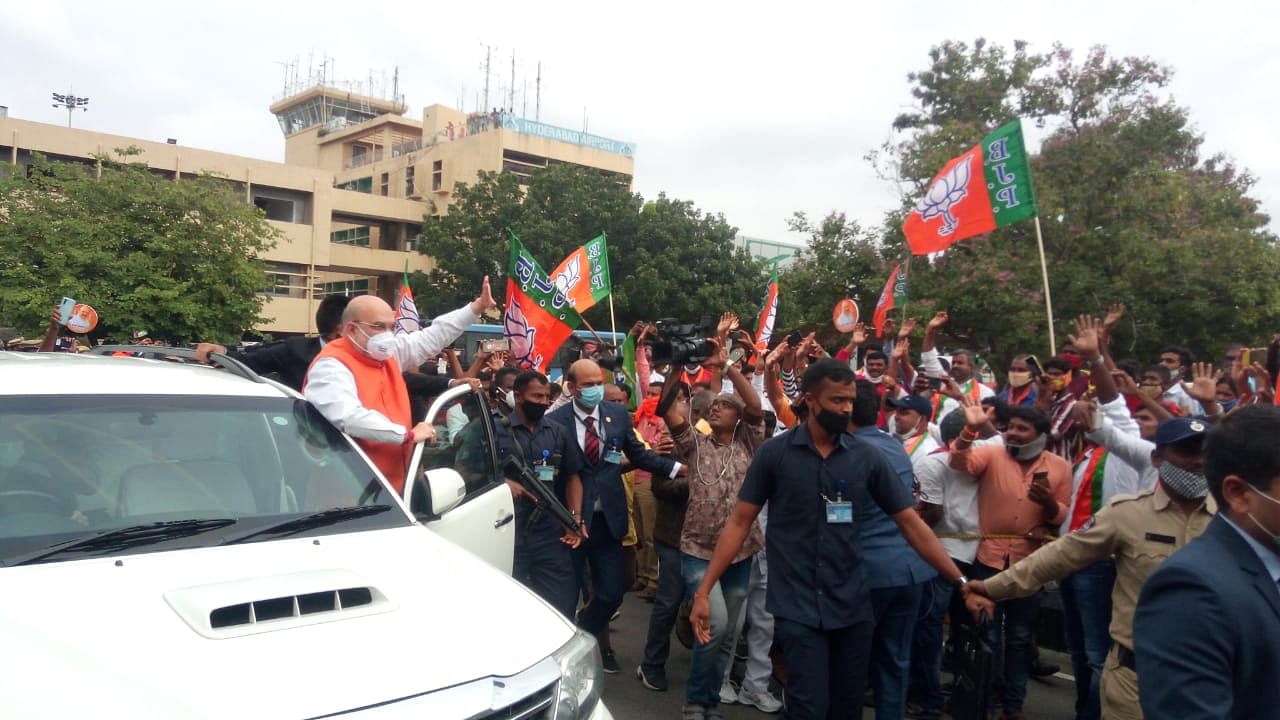 Amit Shah campaigns for BJP in Hyderabad civic election | This is the first time the Union Home Minister is participating in a civic body election campaign.