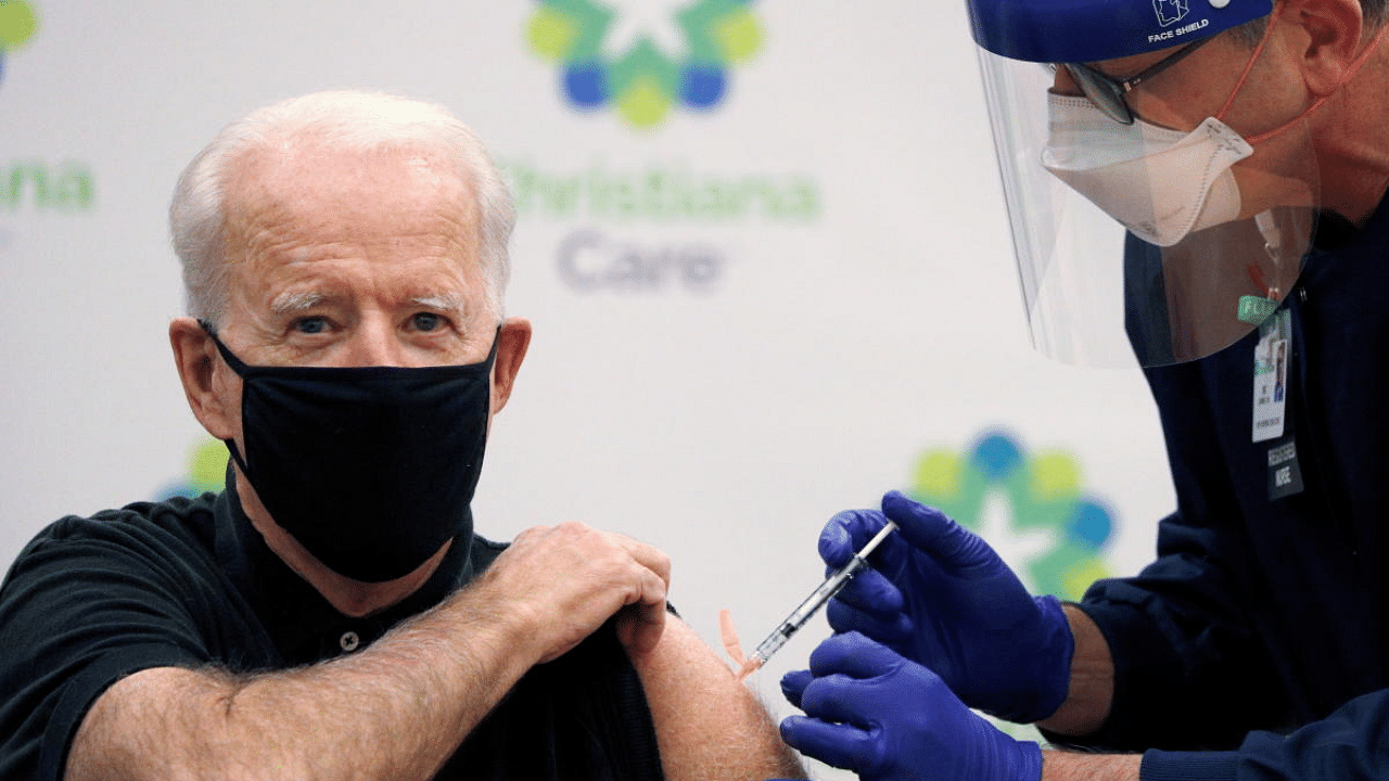 US President-elect Joe Biden receives his second dose of a vaccine against Covid-19 at ChristianaCare Christiana Hospital in Newark, Delaware, US. Credit: Reuters Photo