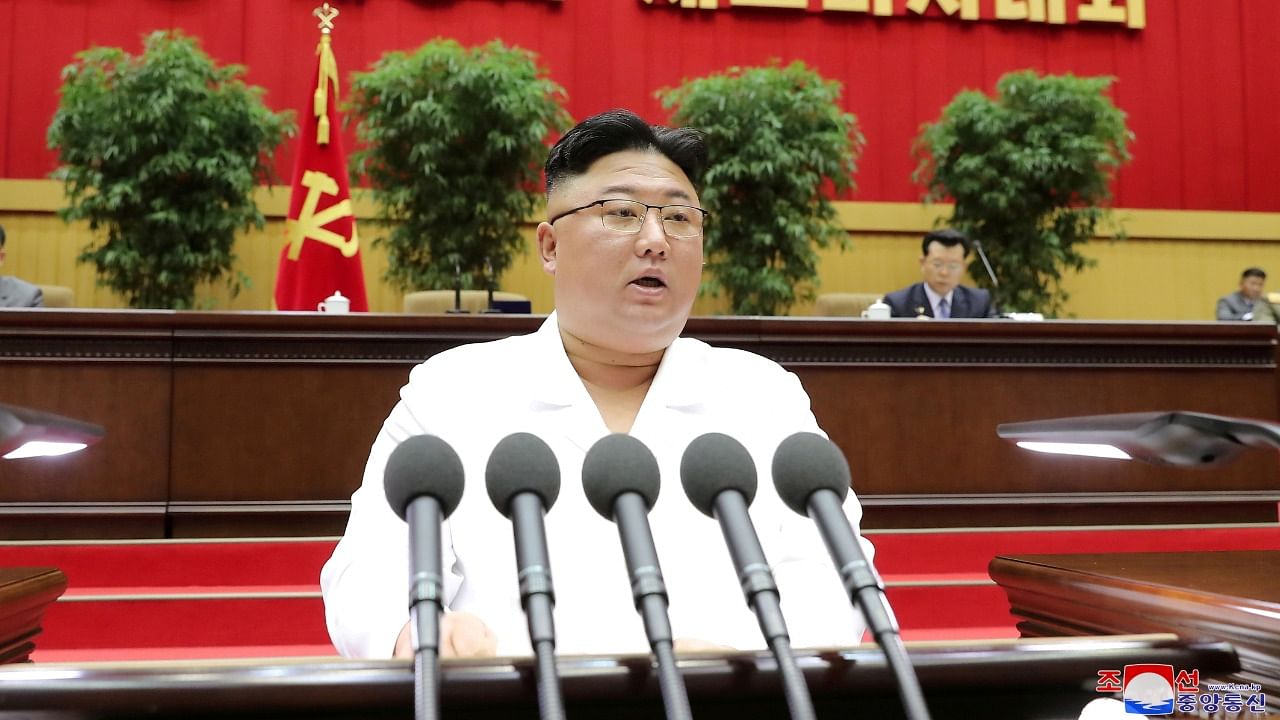 North Korean leader Kim Jong Un addresses a conference of cell secretaries of the ruling Workers' Party in Pyongyang. Credit: KCNA/via Reuters Photo
