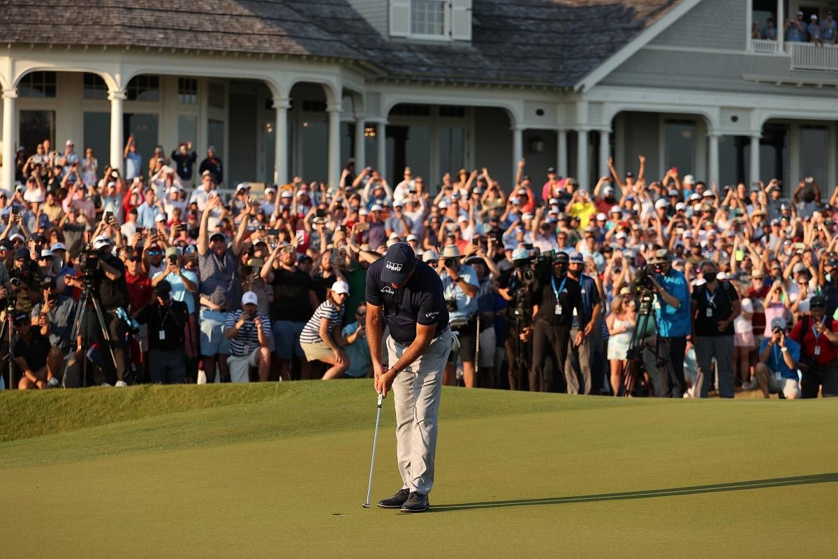 Phil Mickelson of the United States putts to win on the 18th green during the final round of the 2021 PGA Championship held at the Ocean Course of Kiawah Island Golf Resort. Credit: AFP Photo