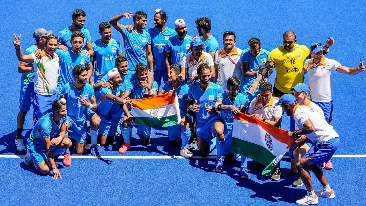 Emotional images show thrill of victory as India beats Germany 5-4 to win bronze at Tokyo Olympics Credit: PTI Photo
