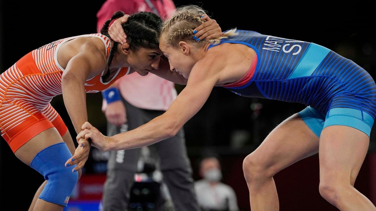 Tokyo Olympics: Wrestler Vinesh Phogat loses to Belarus' Vanesa in quarter-final Credit: AP Photo