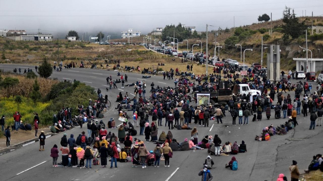 Indigenous people block a road in Santa Catarina Ixtahuatan, Guatemala. Credit: AFP Photo