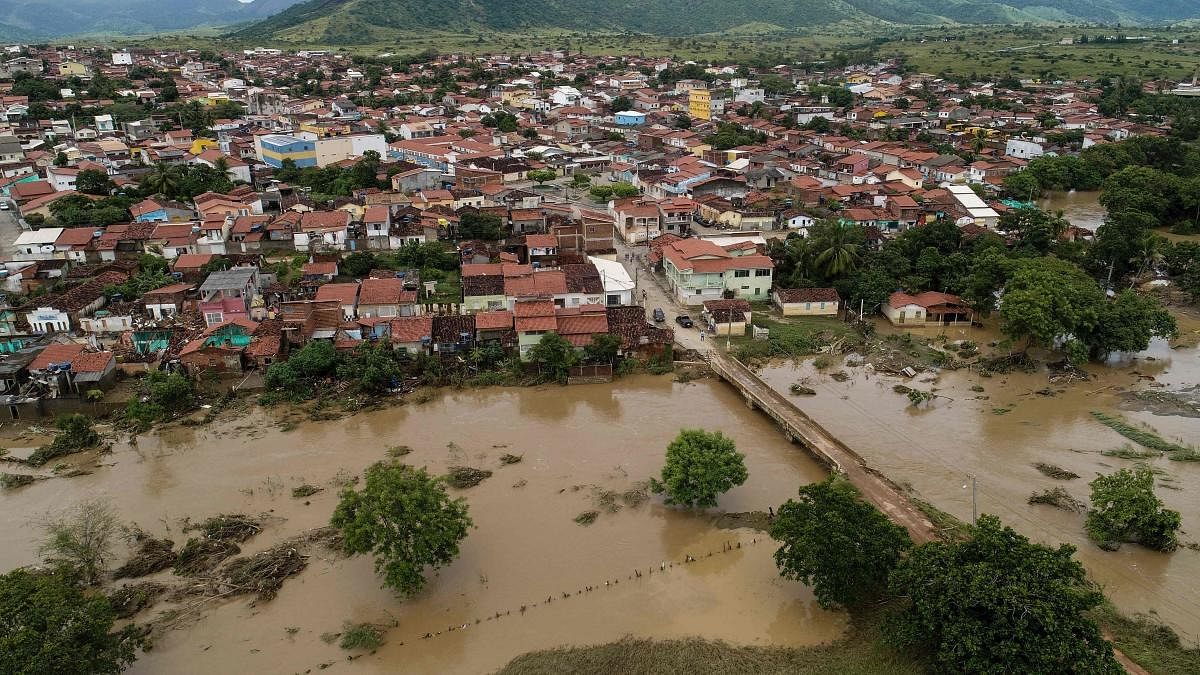 Aerial view showing a flooded area of Itambe caused by heavy rainfall in the Brazilian state of Bahia State. Credit: AFP Photo