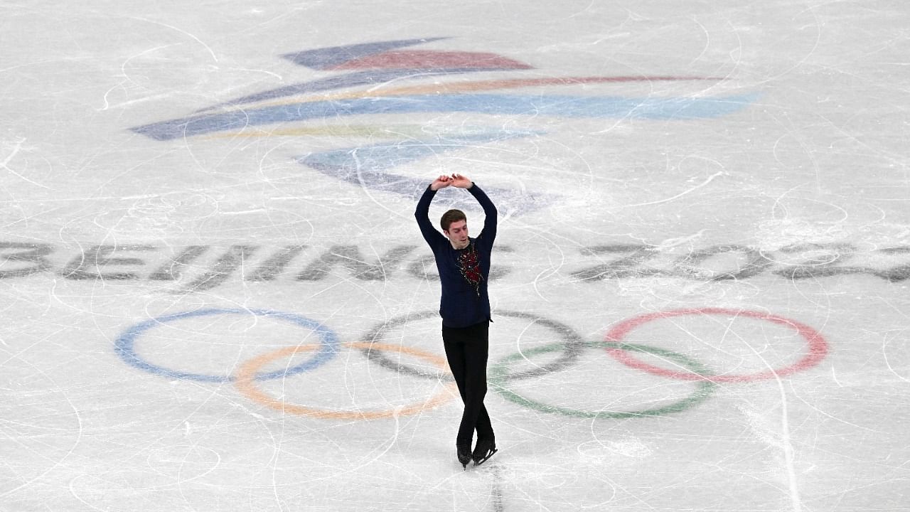 Georgia's Morisi Kvitelashvili competes in the men's single skating short program of the figure skating team event during the Beijing 2022 Winter Olympic Games at the Capital Indoor Stadium in Beijing. Credit: AFP Photo