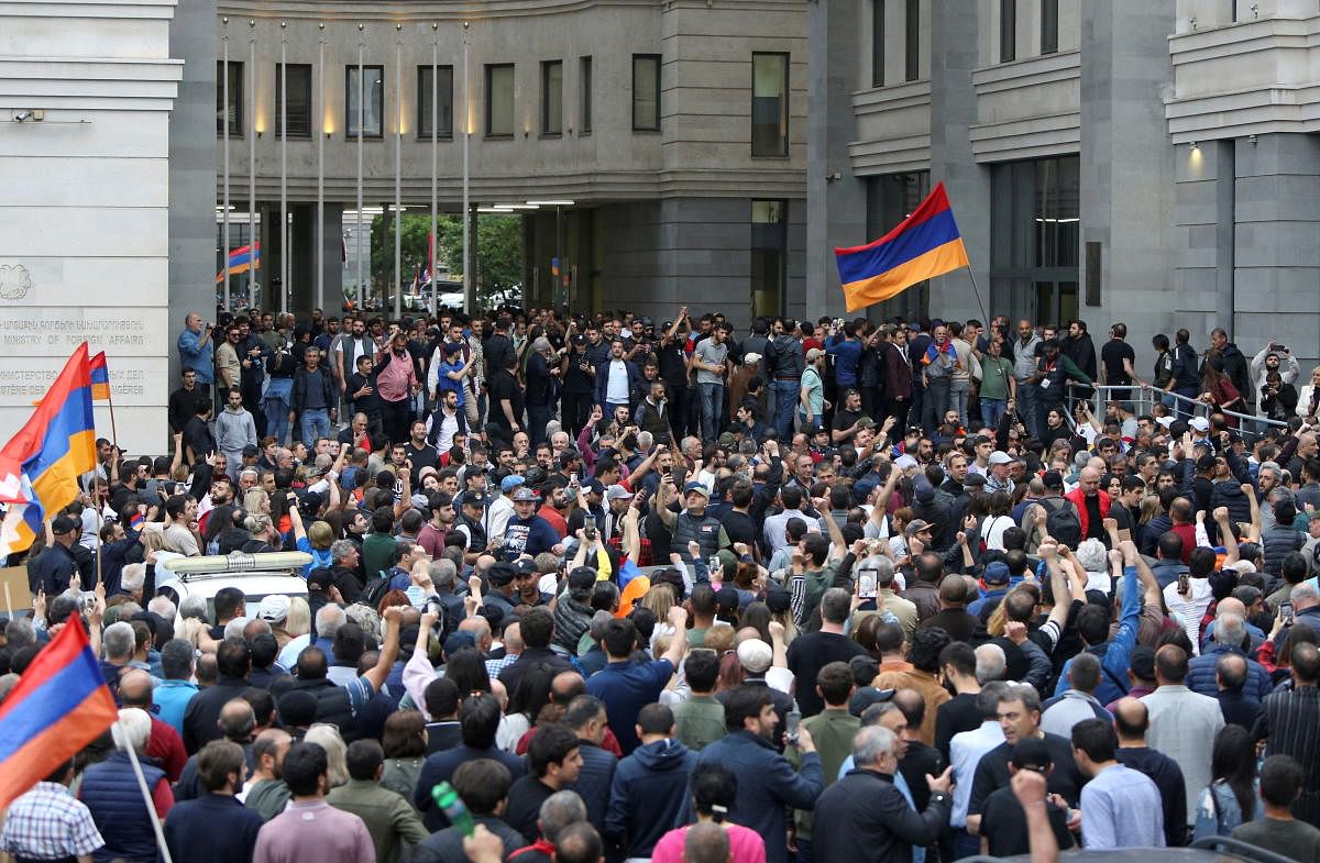Activists hold an anti-government protest in Yerevan. Credit: Reuters Photo