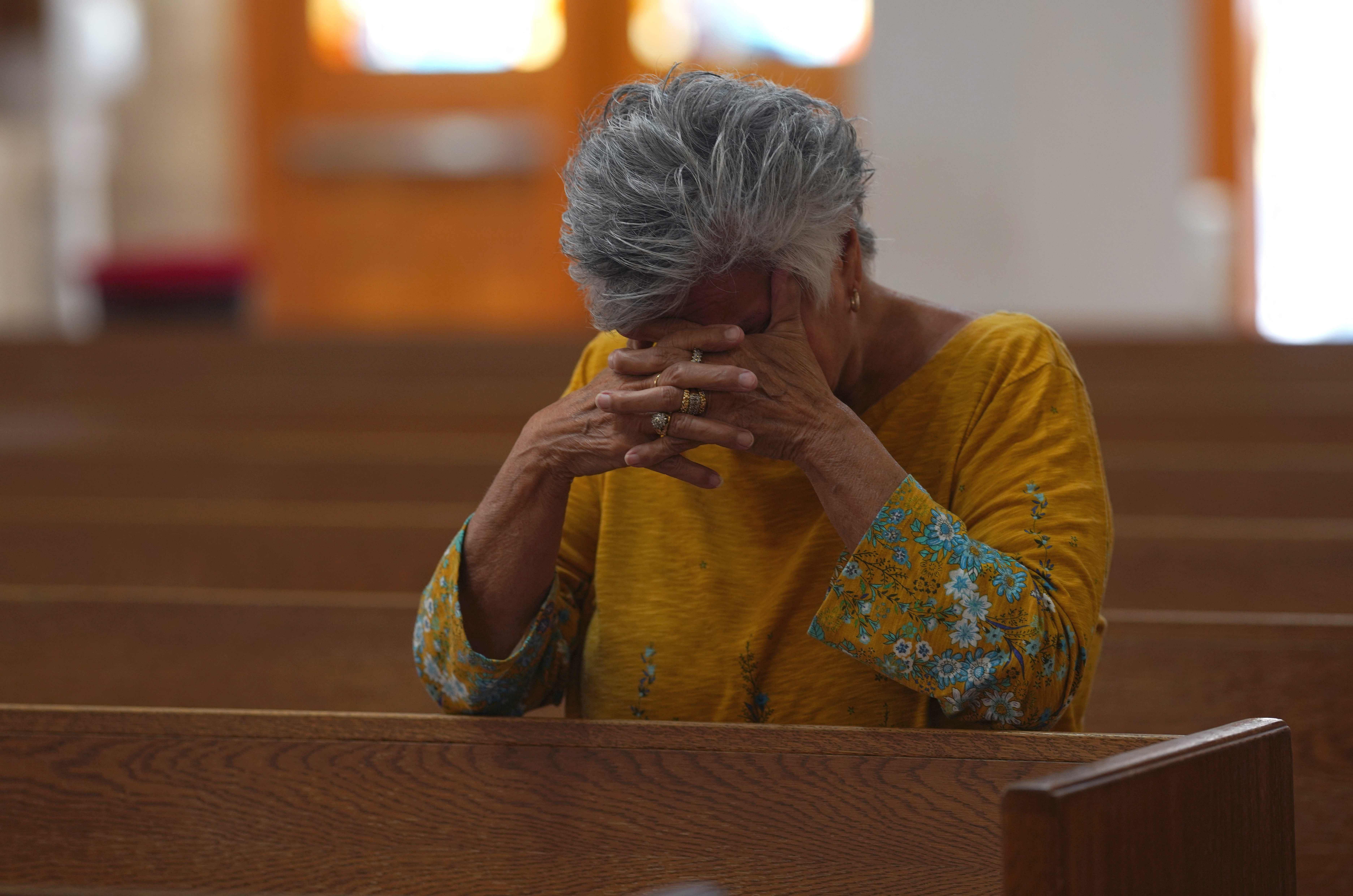 Catholic faithful attend a Mass at at Sacred Heart Catholic Church in Uvalde Texas, on May 25, 2022, one day after a gunman opened fire at Robb Elementary school. Credit: AFP Photo