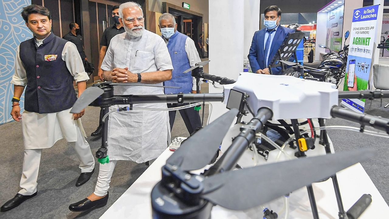 <div class="paragraphs"><p>File Photo of PM Modi viewing drone displayed at&nbsp;Bharat Drone Mahotsav event.</p></div>