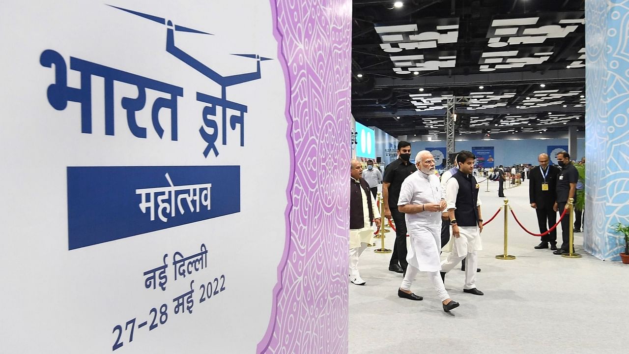 Bharat Drone Mahotsav 2022: PM Modi inaugurates India's biggest drone festival. Credit: PTI Photo