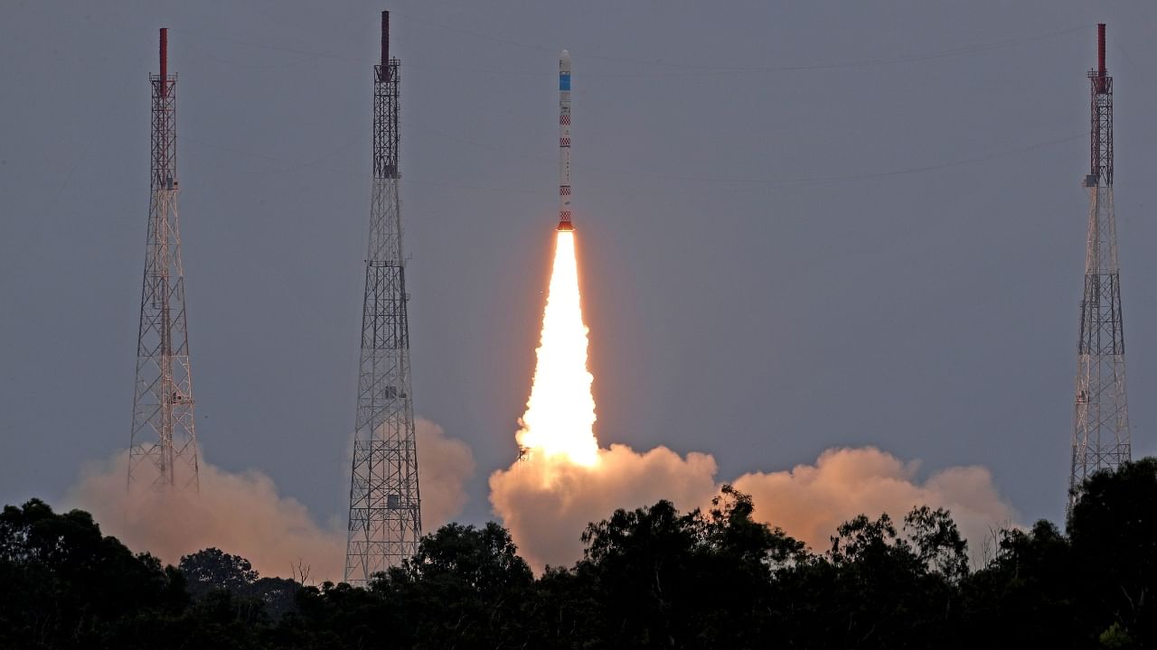 ISRO's smallest rocket SSLV-D1 blasts off from Sriharikota. Credit: PTI Photo