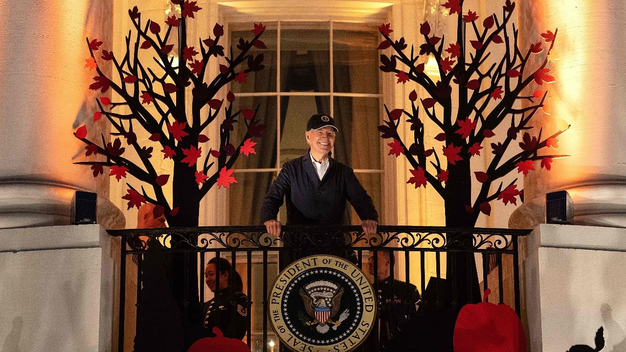 US President Joe Biden celebrated first Halloween at the White House Credit: AFP Photo