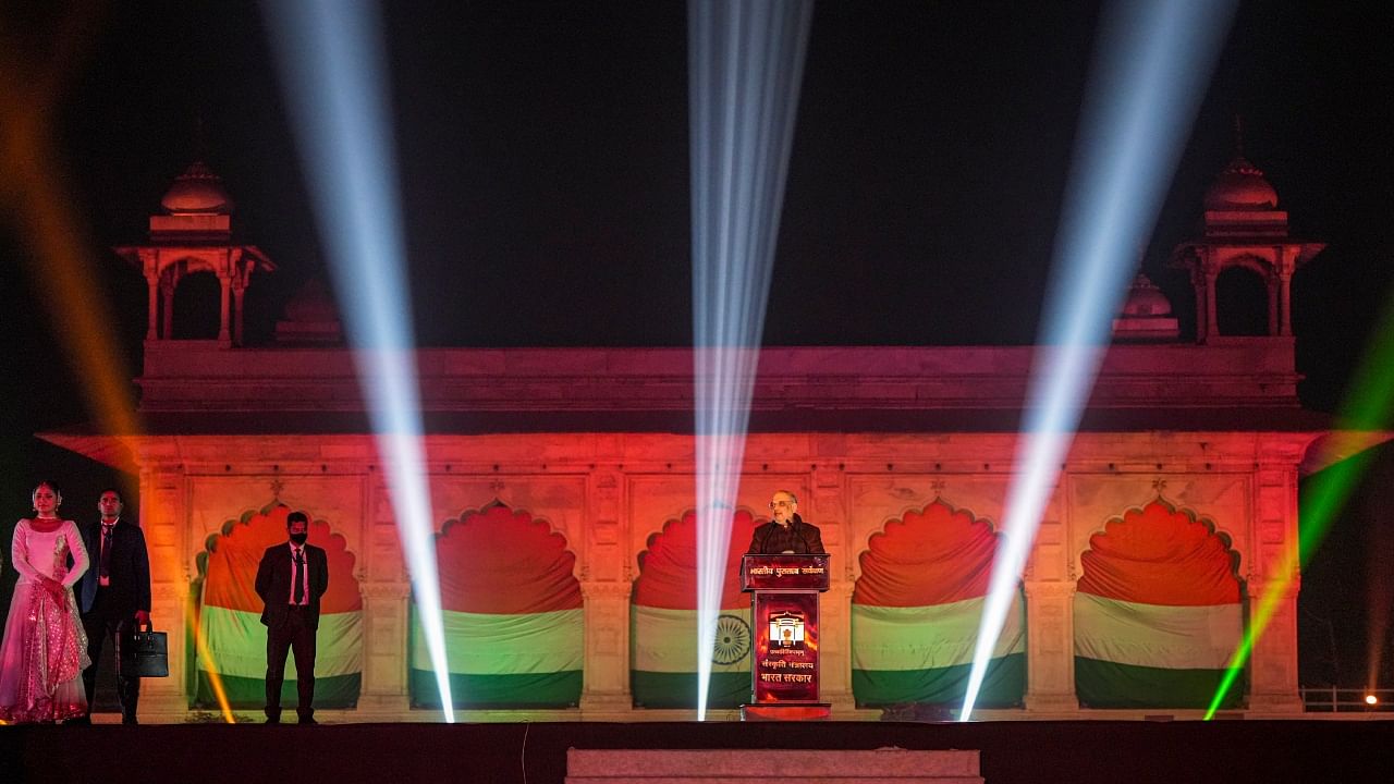  Amit Shah unveils Light and Sound Show at Red Fort; see pics