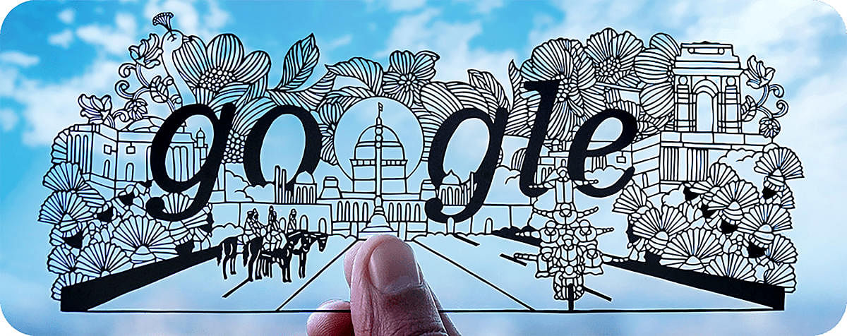 Search giant Google's artwork to commemorate India's 74th Republic Day. Credit: PTI Photo