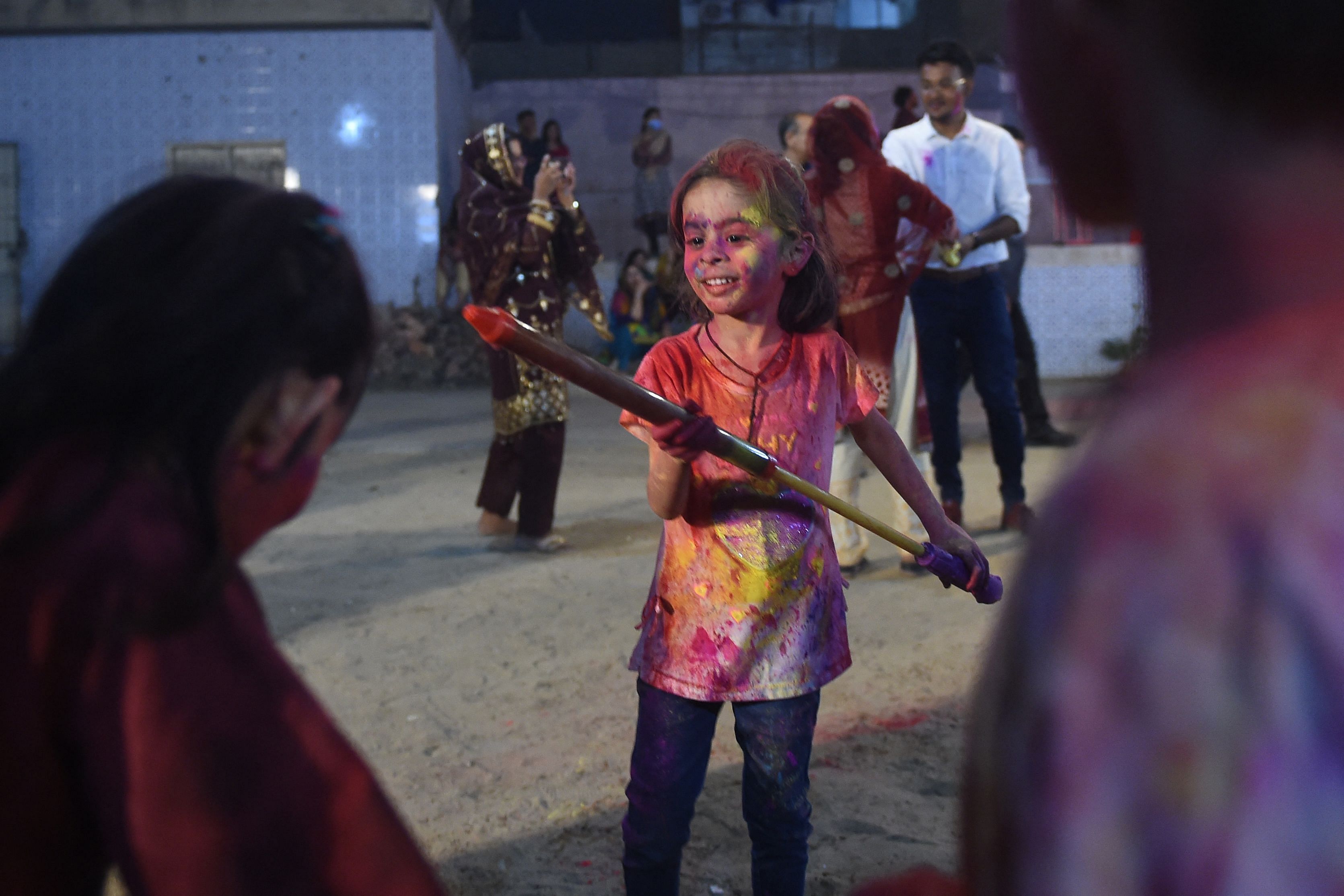 Hindu children celebrate Holi, the spring festival of colours in Karachi. Credit: AFP Photo